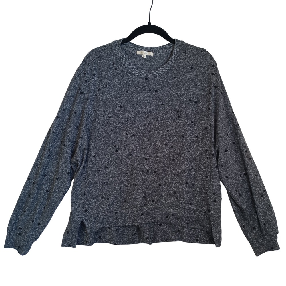 Z‎ Supply Womens Star Print Crewneck Pullover Top Charcoal Grey Small ZLT214511S
